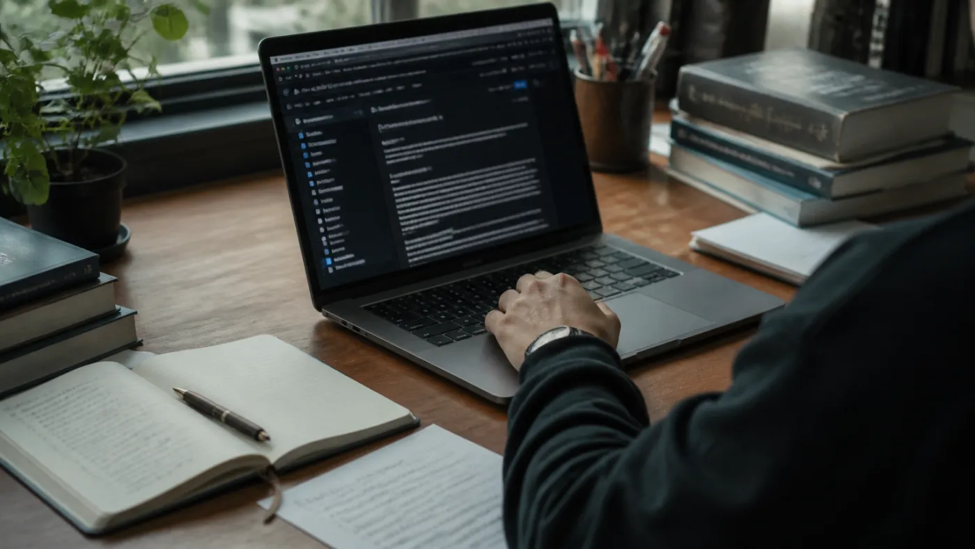 developer at desk with GitHub open
