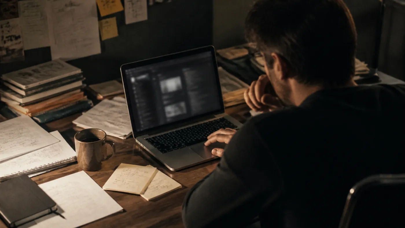 person researching dark web search engines