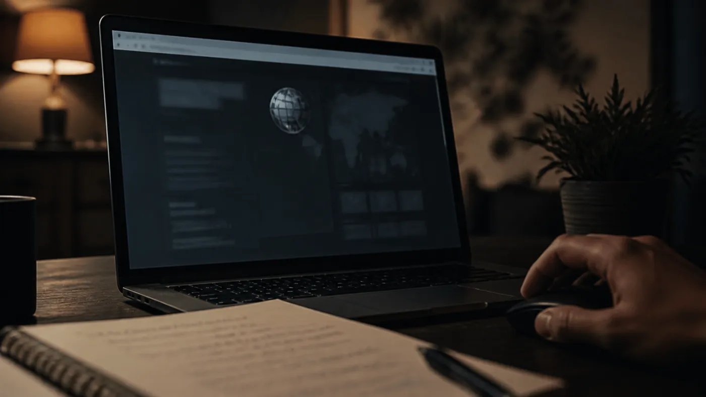 user exploring Tor mirror site on laptop