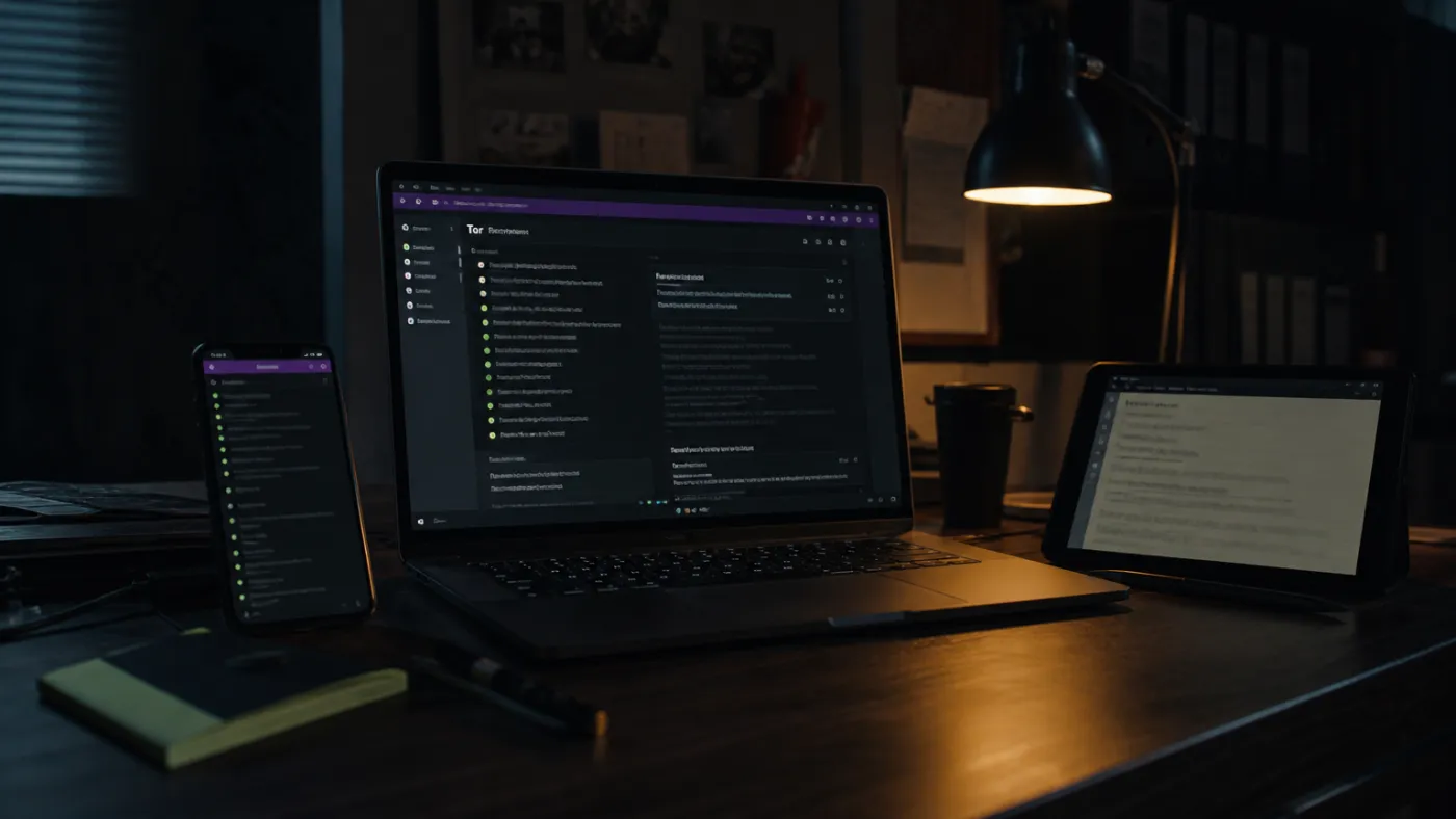 workspace with dark web resources on multiple devices