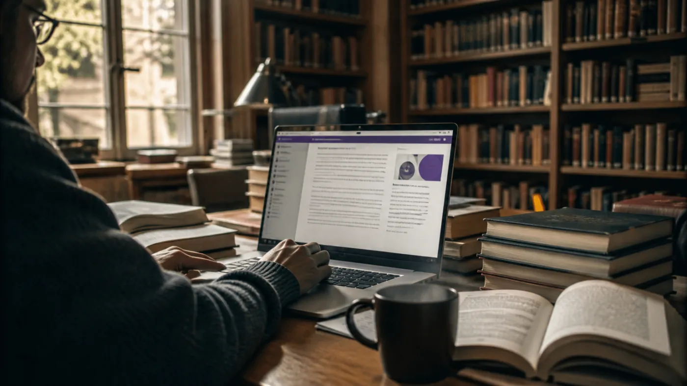user studying Tor Browser in a library setting